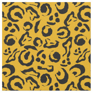 Leopard Skin Print Mustard Yellow Black Camouflage Fabric