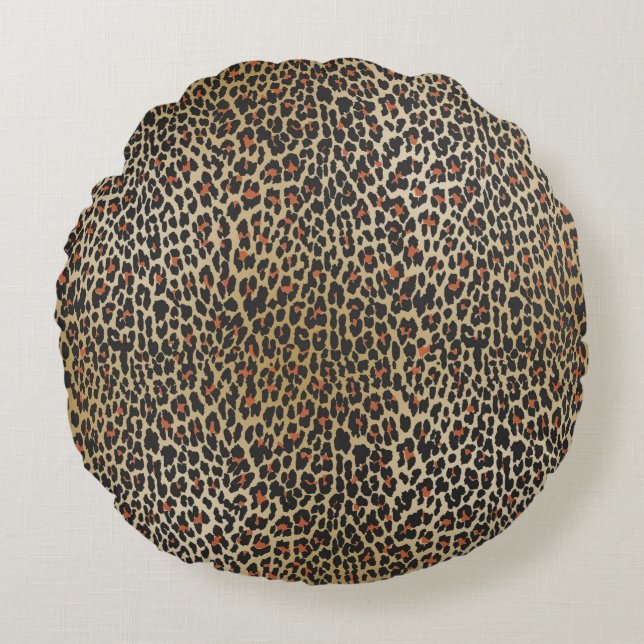 Leopard Skin Print Round Pillow (Front)