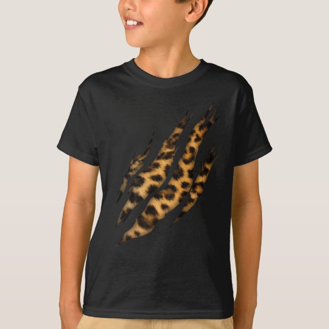 Leopard Skin Print Torn Claw T-Shirt (Front)