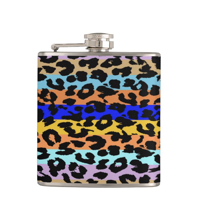 Leopard Skin Retro Pattern 7 Hip Flask (Front)