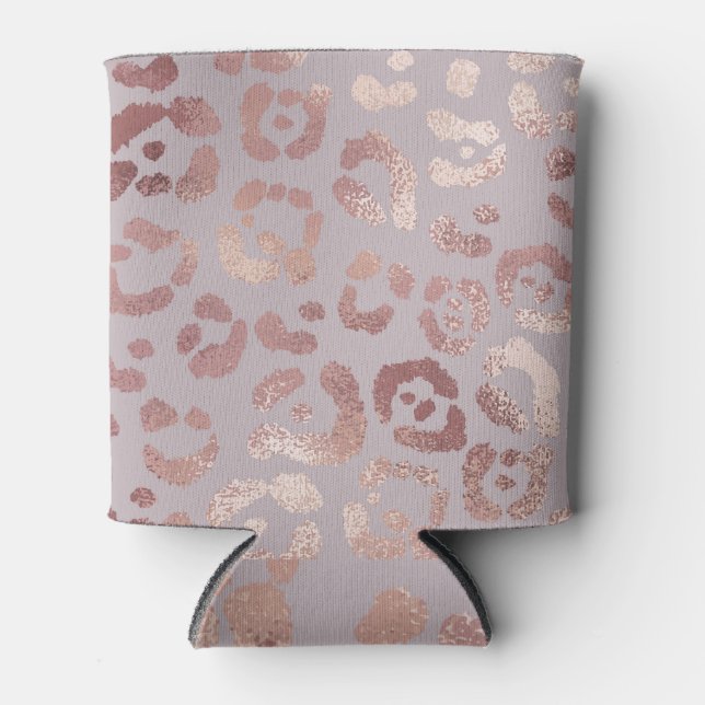 Leopard skin: rose gold elegance. can cooler (Front)