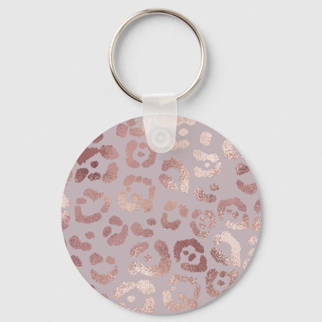 Leopard skin: rose gold elegance. keychain (Front)