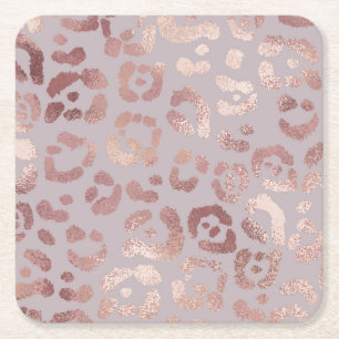 Leopard skin: rose gold elegance. square paper coaster