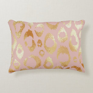 Leopard skin, rose gold texture accent pillow
