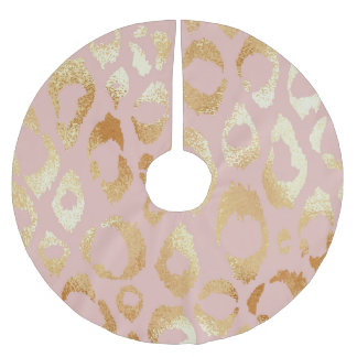 Leopard skin, rose gold texture brushed polyester tree skirt