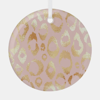 Leopard skin, rose gold texture glass ornament