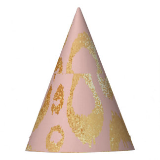 Leopard skin, rose gold texture party hat