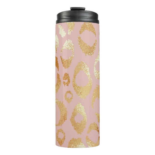 Leopard skin, rose gold texture thermal tumbler (Front)