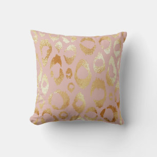 Leopard skin, rose gold texture throw pillow