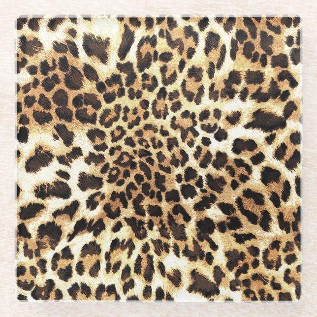 Leopard skin, seamless pattern design. glass coaster (Front)