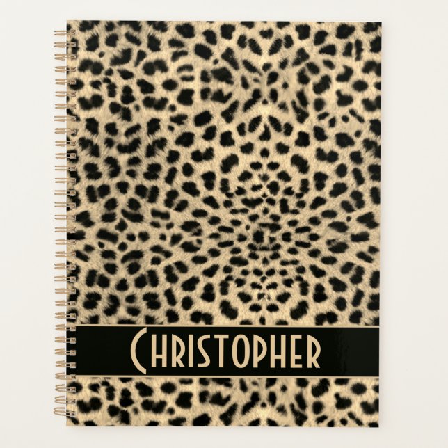 Leopard Skin Spots Add Name Personalize Planner (Front)