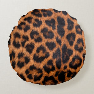 Leopard skin texture : Close-up leopard spot patte Round Pillow