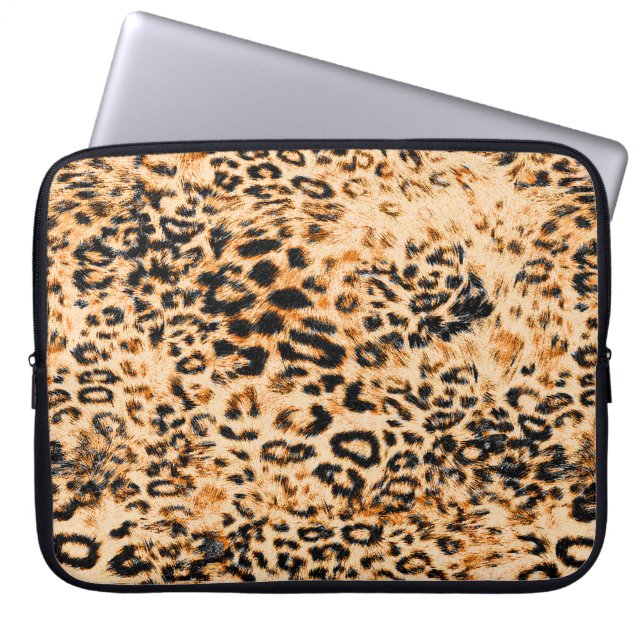 Leopard skin texture, leopard pattern laptop sleeve (Front)