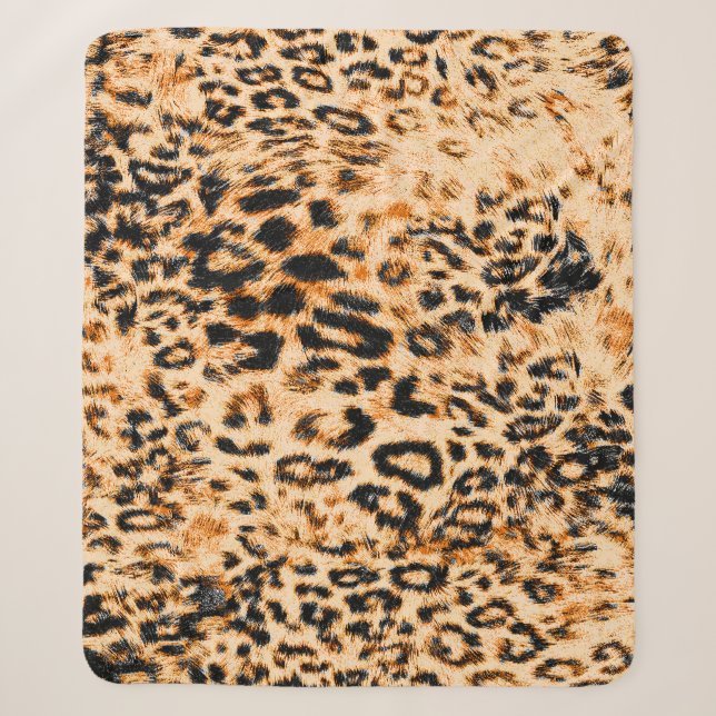 Leopard skin texture, leopard pattern sherpa blanket (Front)