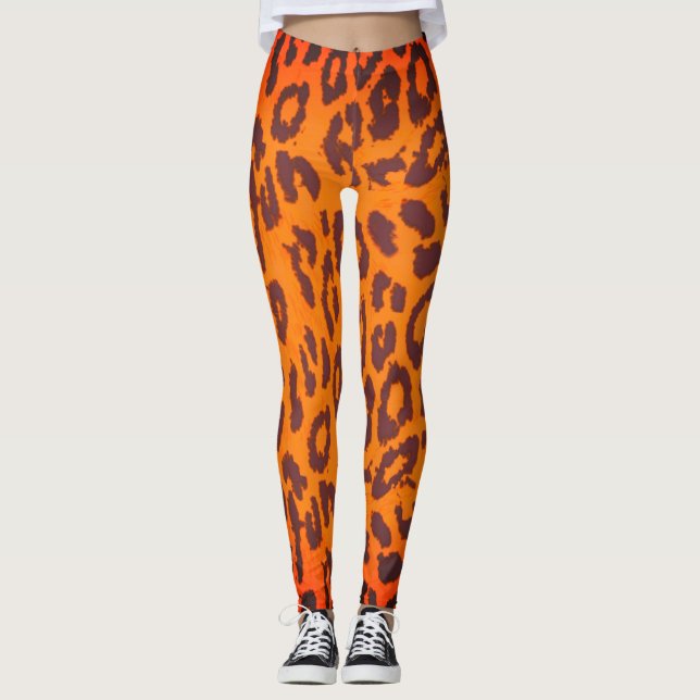 Leopard Skin Texture Pattern Leggings (Front)