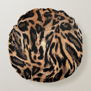 Leopard skin texture round pillow