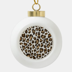Leopard Skin: Vintage Seamless Texture Ceramic Ball Christmas Ornament