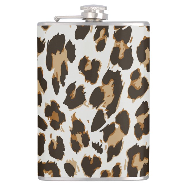 Leopard Skin: Vintage Seamless Texture Hip Flask (Front)