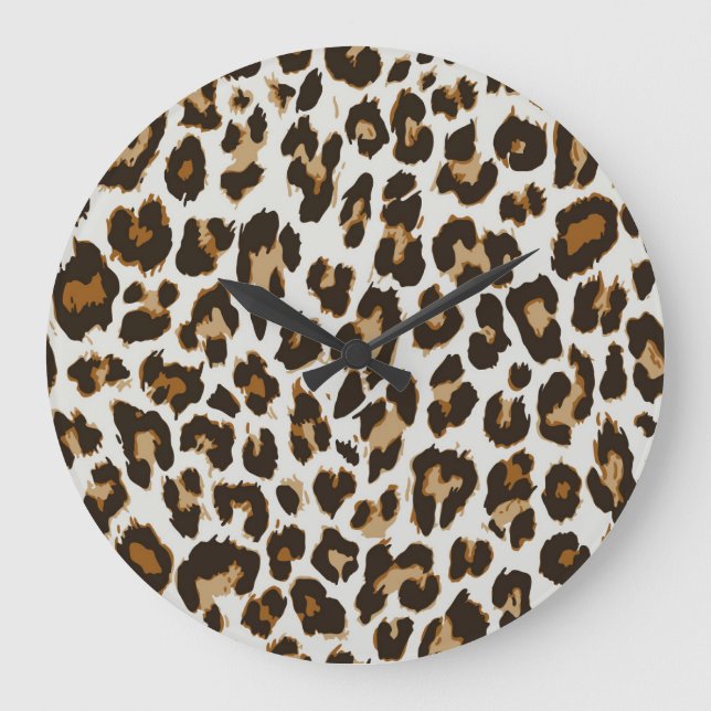 Leopard Skin: Vintage Seamless Texture Large Clock (Front)