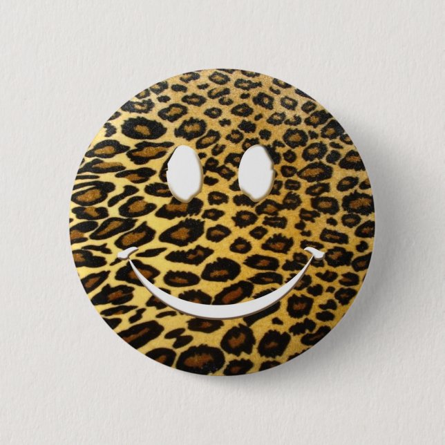 Leopard Smile 2 Inch Round Button (Front)
