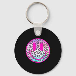Leopard Smile Face Pink Trendy Preppy Tee Men Wome Keychain