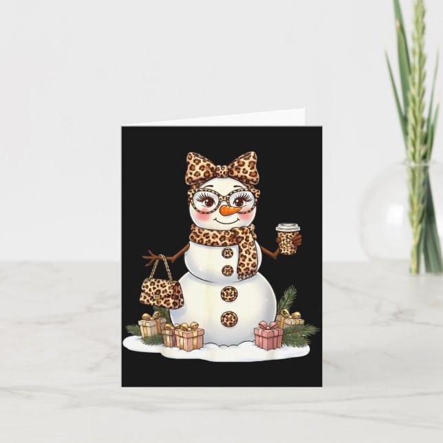Leopard Snowman With Sungles Funny Christmas Women Card (Front)