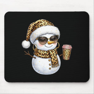 Leopard Snowman With Sungles Funny Christmas Women Mouse Pad