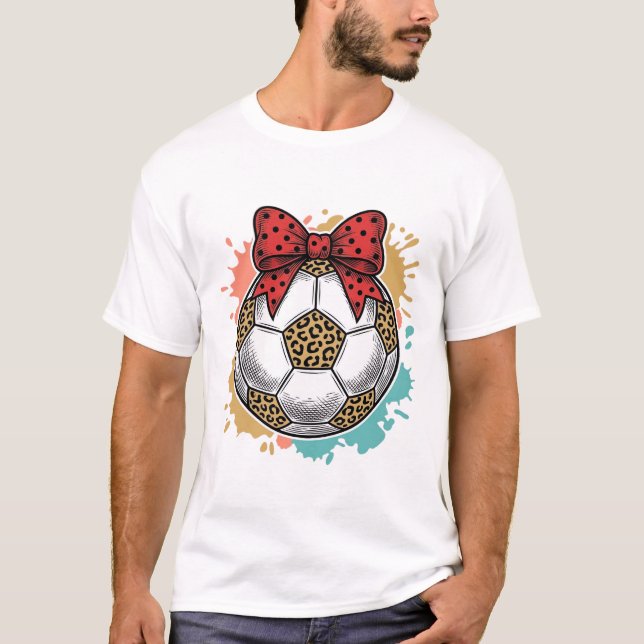Leopard Soccer Bow Vintage Engraving Shirt Design_ (Front)