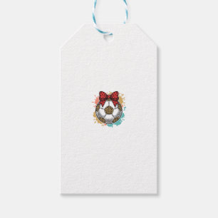 Leopard Soccer Bow Vintage Engraving Shirt Design_ Gift Tags
