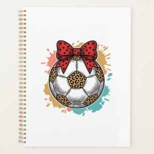 Leopard Soccer Bow Vintage Engraving Shirt Design_ Planner