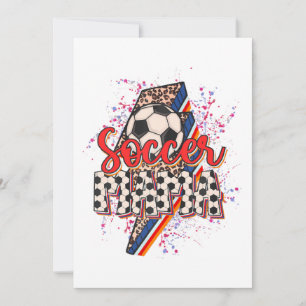 Leopard Soccer Mama Lightning Bolt Sport Mom Mothe Invitation