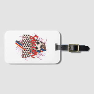 Leopard Soccer Mama Lightning Bolt Sport Mom Mothe Luggage Tag