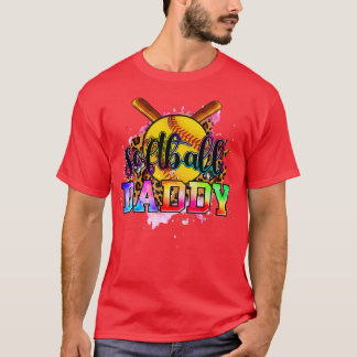 Leopard Softball Daddy Funny Baseball Fathers Day T-Shirt