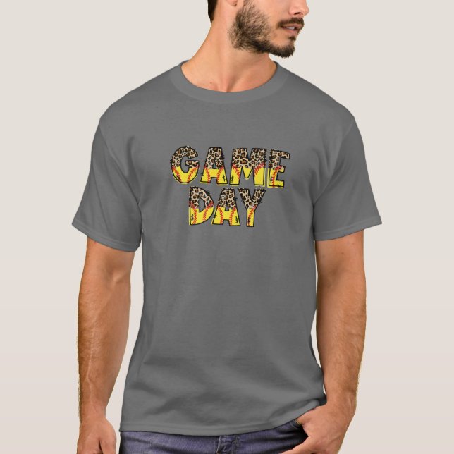Leopard Softball Game Day Vibes Tee Softball Mom M (Front)