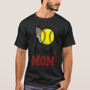Leopard Softball Mom Ball Mom Heart Mother's Day M T-Shirt