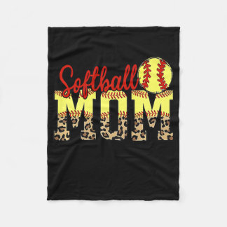 Leopard Softball Mom Game Day Mother's Day 2022 Fleece Blanket