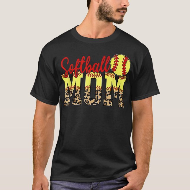 Leopard Softball Mom Game Day Mother's Day 2022 Gi T-Shirt (Front)