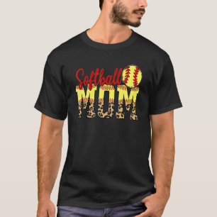 Leopard Softball Mom Game Day Mother's Day 2022 T-Shirt