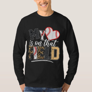 Leopard Softball Mom, My Heart is on That Field Ba T-Shirt