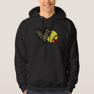 Leopard Softball Mom Softball Game Day Vibes Mothe Hoodie