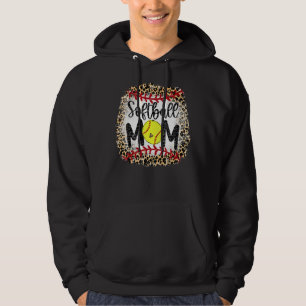 Leopard Softball Mom Softball Game Day Vibes Mothe Hoodie