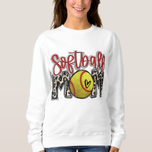 Leopard Softball Mom Softball Game Day Vibes Mothe Sweatshirt