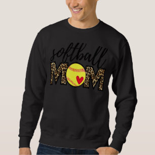 Leopard Softball Mom Softball Game Day Vibes Mothe Sweatshirt