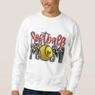 Leopard Softball Mom Softball Game Day Vibes Mothe Sweatshirt