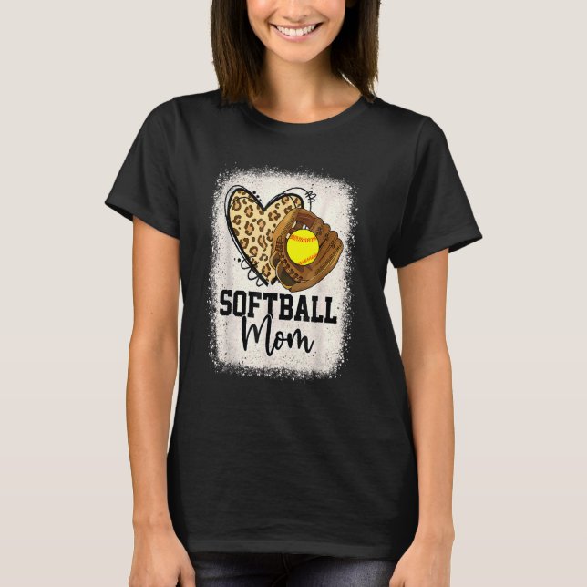 Leopard Softball Mom Softball Game Day Vibes Mothe T-Shirt (Front)