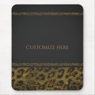 Leopard Sparkle Sequins Glam Chic Modern Bling Mouse Pad