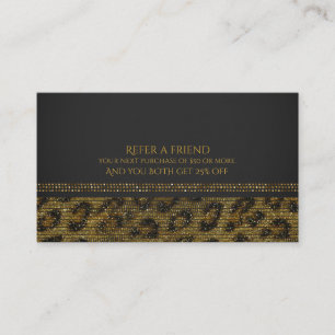 Leopard Sparkle Sequins Glam Chic Refer a Friend Referral Card