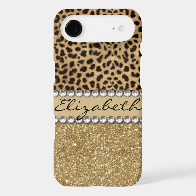 Leopard Spot Gold Glitter Rhinestone PHOTO PRINT Case-Mate iPhone Case (Back)