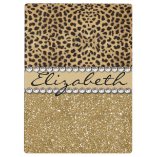 Leopard Spot Gold Glitter Rhinestone PHOTO PRINT Clipboard