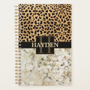 Leopard Spot Marble Monogram Name Planner